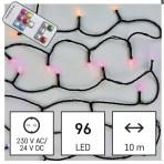 PROFI LED vianočné osvetlenie 10m reťaz, 96xLED, IP44, RGB - viacfarebná, 72 módov svietenia, časovač + ovládač